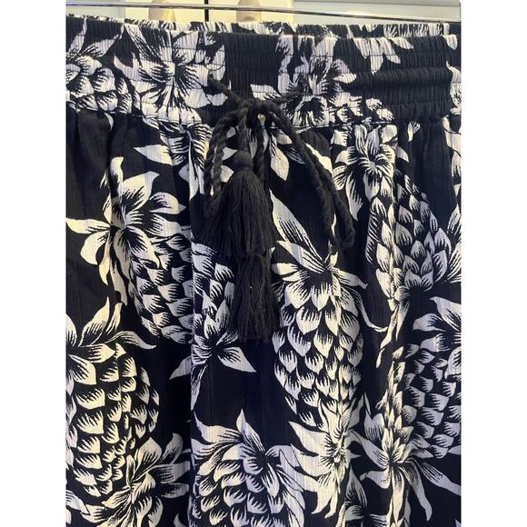 J.Crew smocked-trim maxi skirt Sz. S pineapple print navy white 100% cotton - Picture 7 of 8